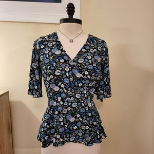 LOFT Floral Wrap Blouse